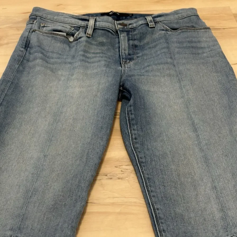 HUDSON Women 30 Jeans Split Leg Nico Mid Rise Cigarette Grommets Pintuck Lt Blue - Picture 6 of 15